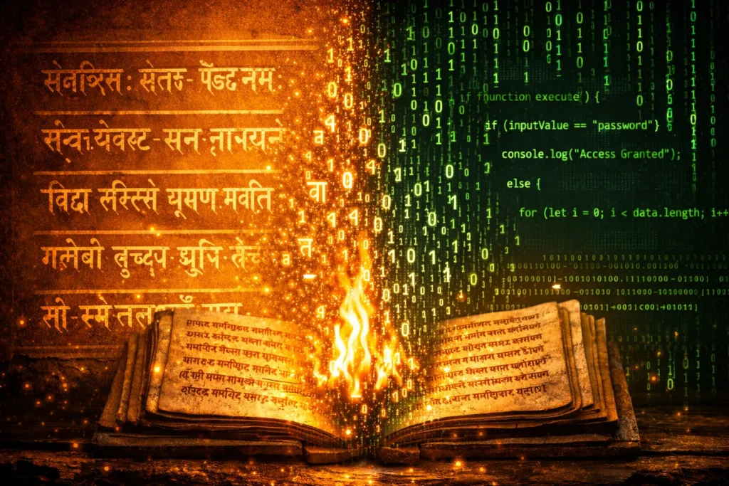 Ancient Sanskrit Vedas transforming into modern source code — The Sacred Trails